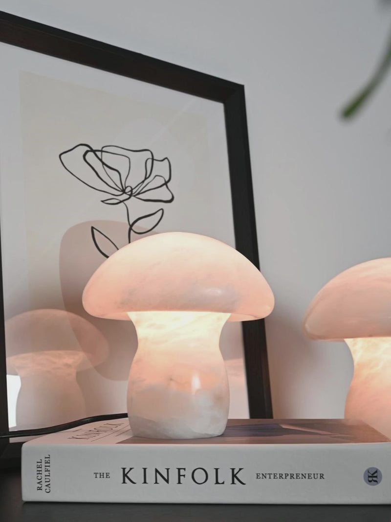 Modern Alabaster Mushroom Table Lamp - product gallery video