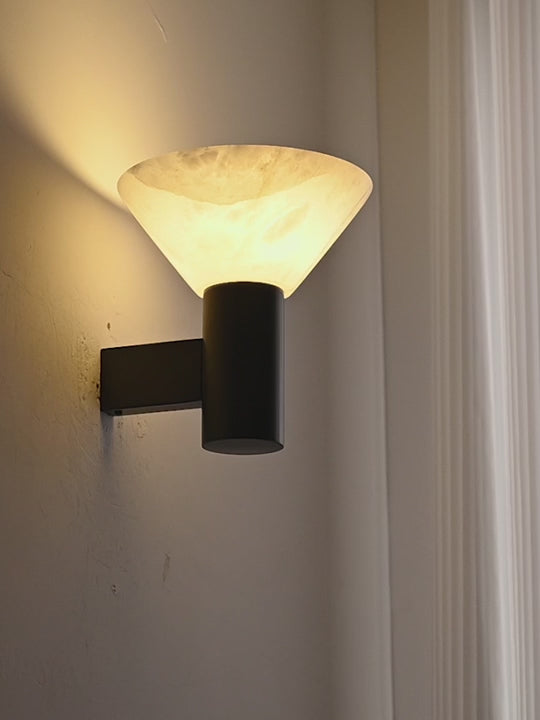 Load video: Modern Snowflake Alabaster Cup Wall Sconce - product gallery video