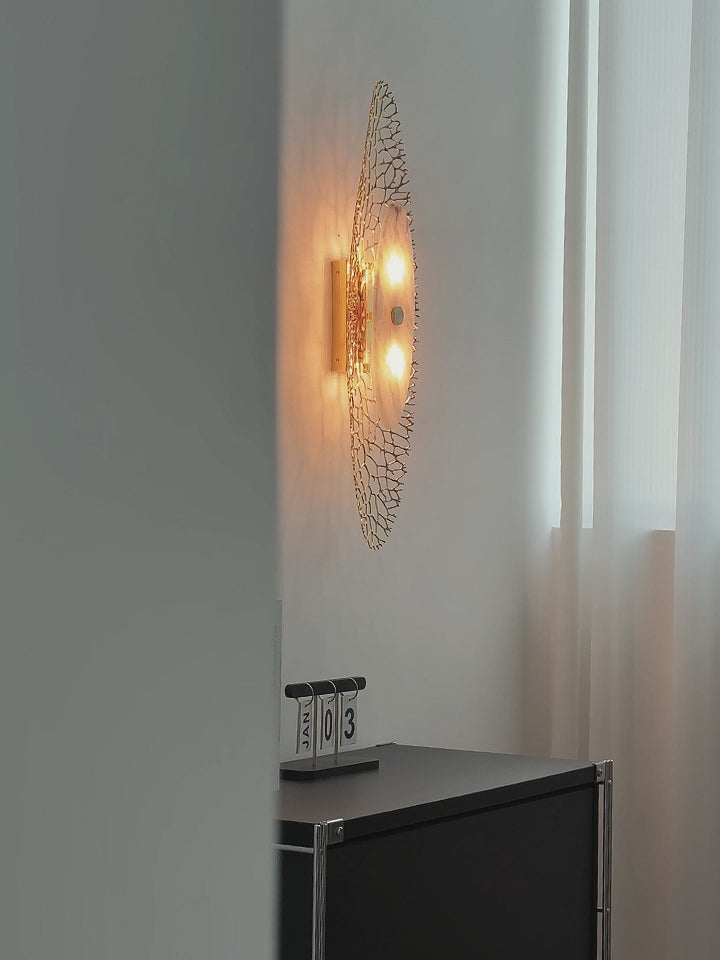 Modern Alabaster Coral Wall Sconce in Natural Brass - real product video