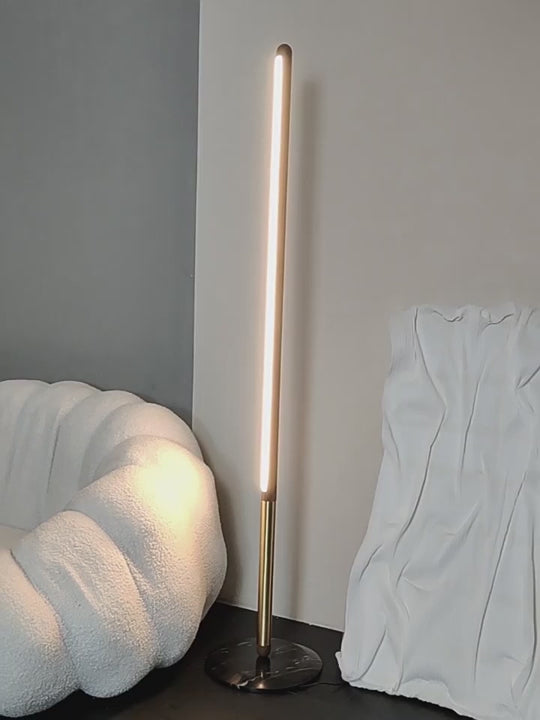 Modern Walnut LED Floor Lamp with Marble Base - product gallery video