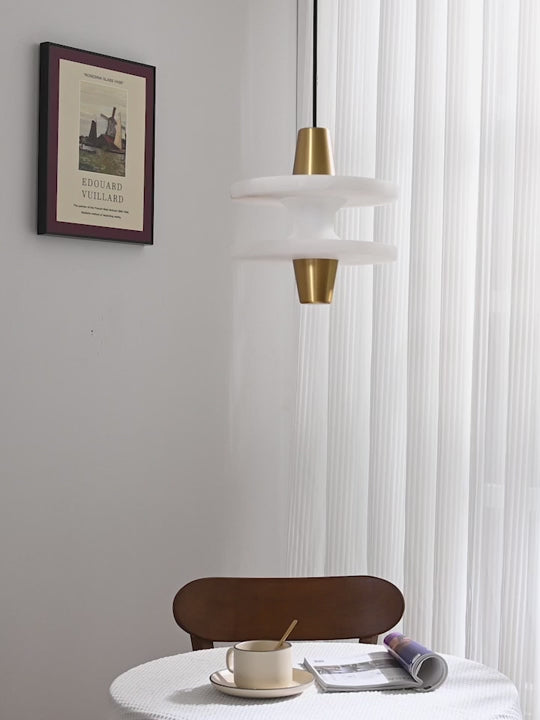 Modern Alabaster Disc Pendant Light - product gallery video