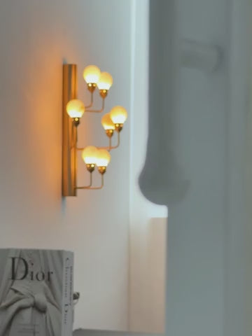 Modern Alabaster Wall Sconce in Natural Brass - product gallery video