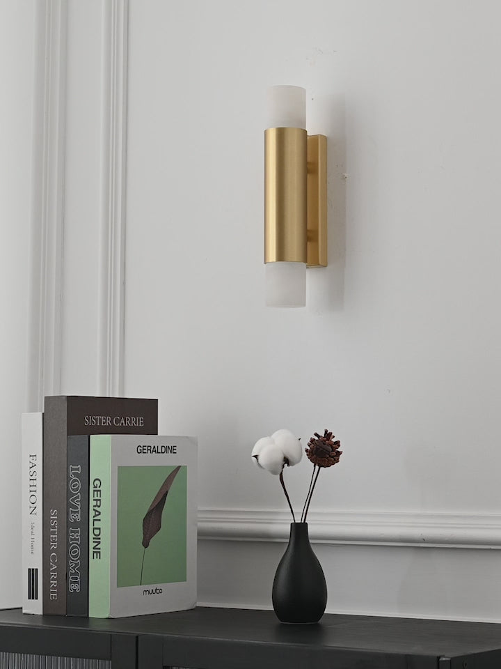 Modern Spanish Alabaster Slim Cylinder Wall Sconce - real product video
