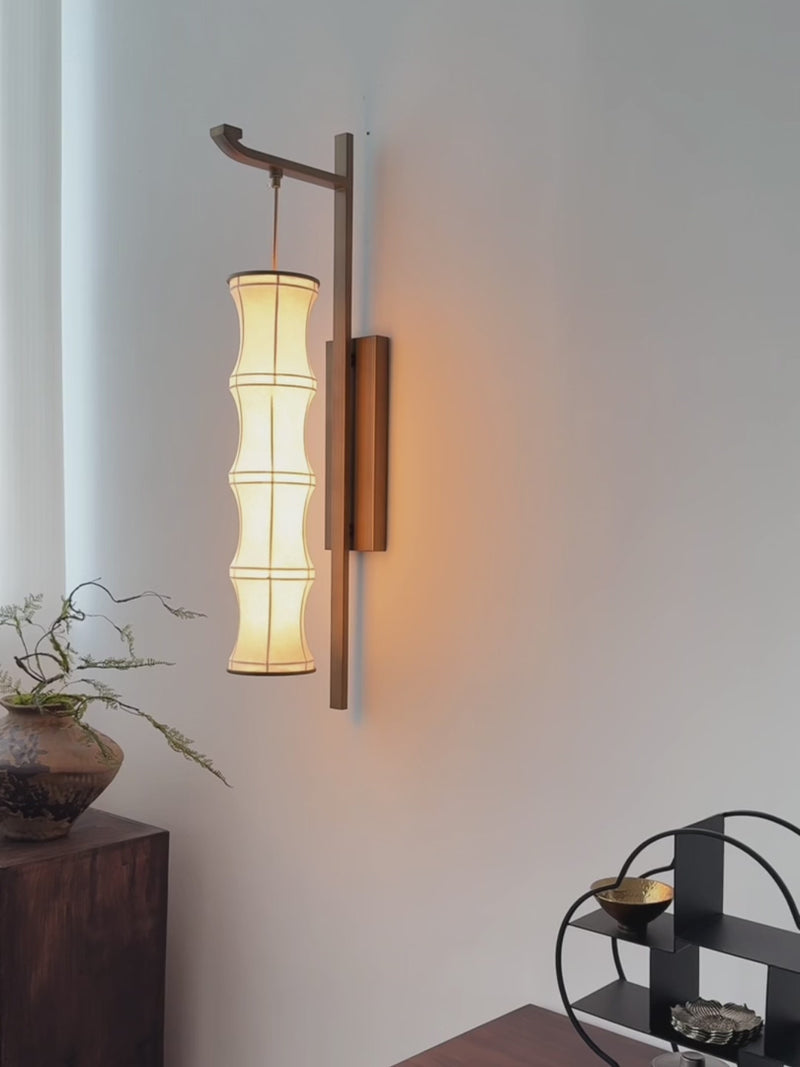 Song-Inspired Mulberry Silk Wall Sconce in Antique Brass - product gallery video