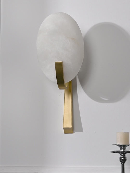 Load video: Modern Alabaster Oval Stem Wall Sconce - product gallery video