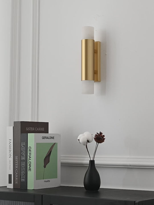 Modern Alabaster Slim Cylinder Wall Sconce - product gallery video
