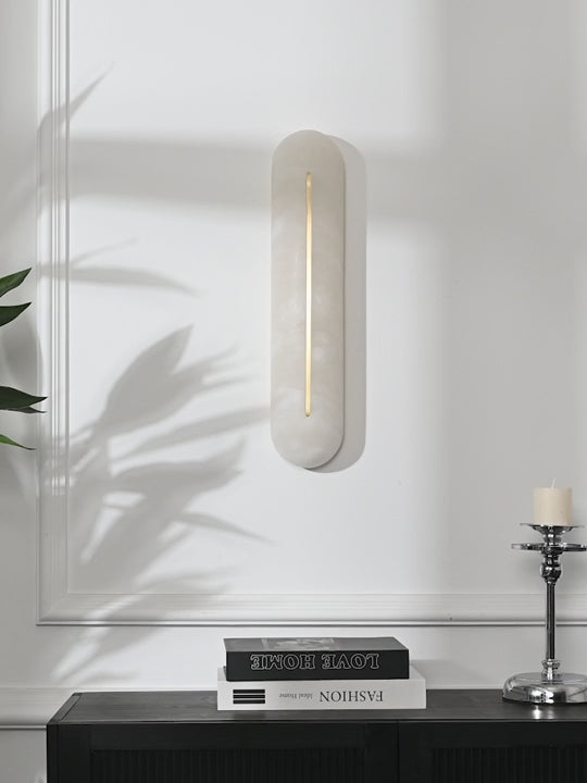 Modern Snowflake Alabaster Oval Wall Sconce - product gallery video