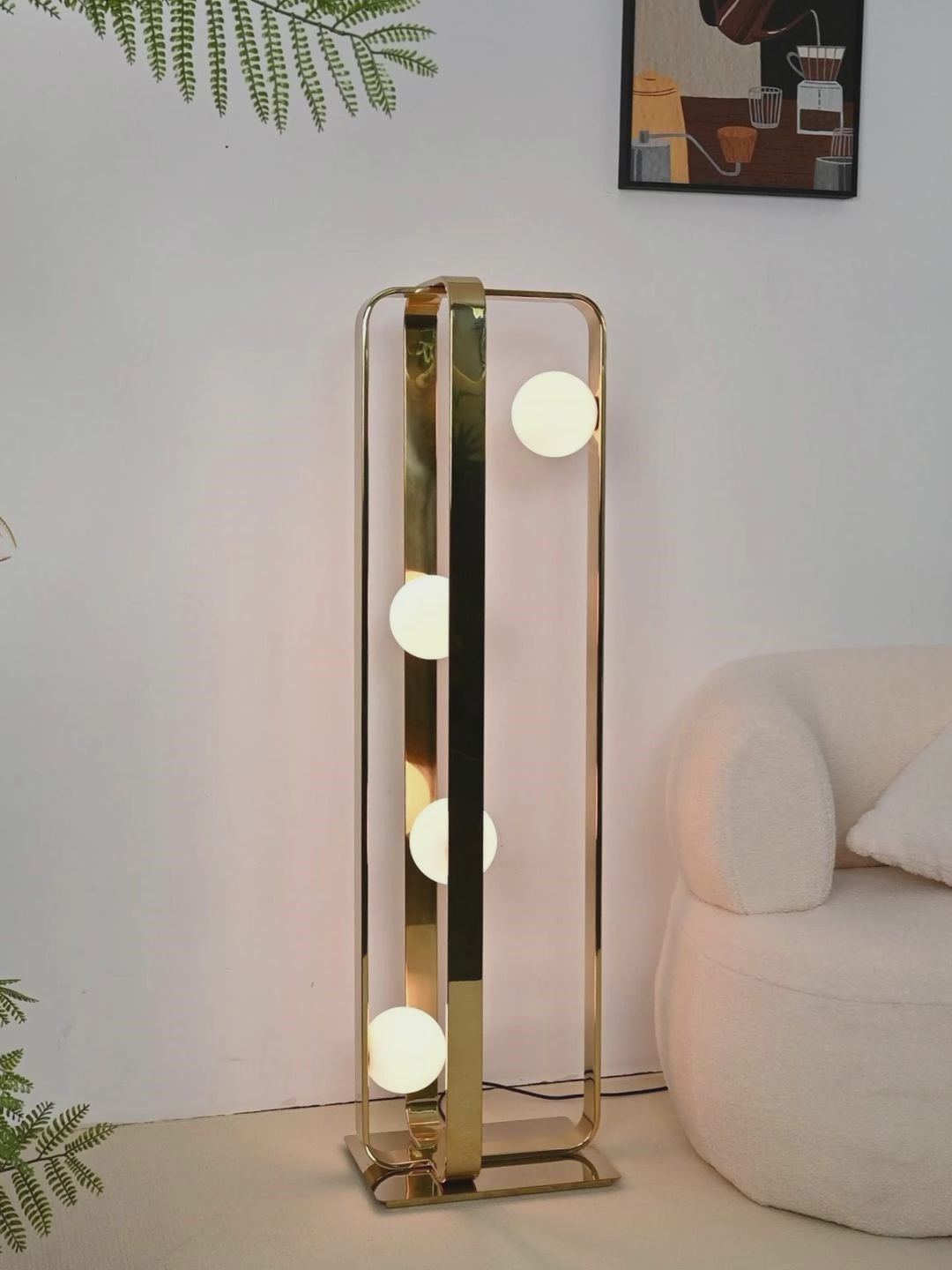 Modern Champagne Gold Globe Floor Lamp - product video