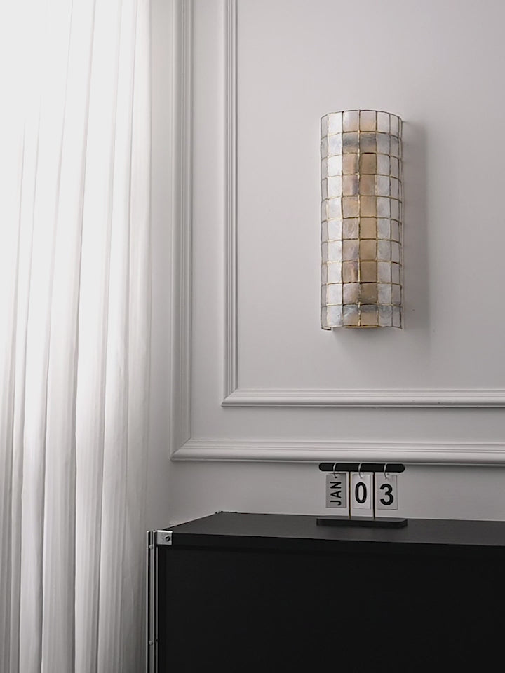 Modern Capiz Shell Mosaic Wall Sconce - product video