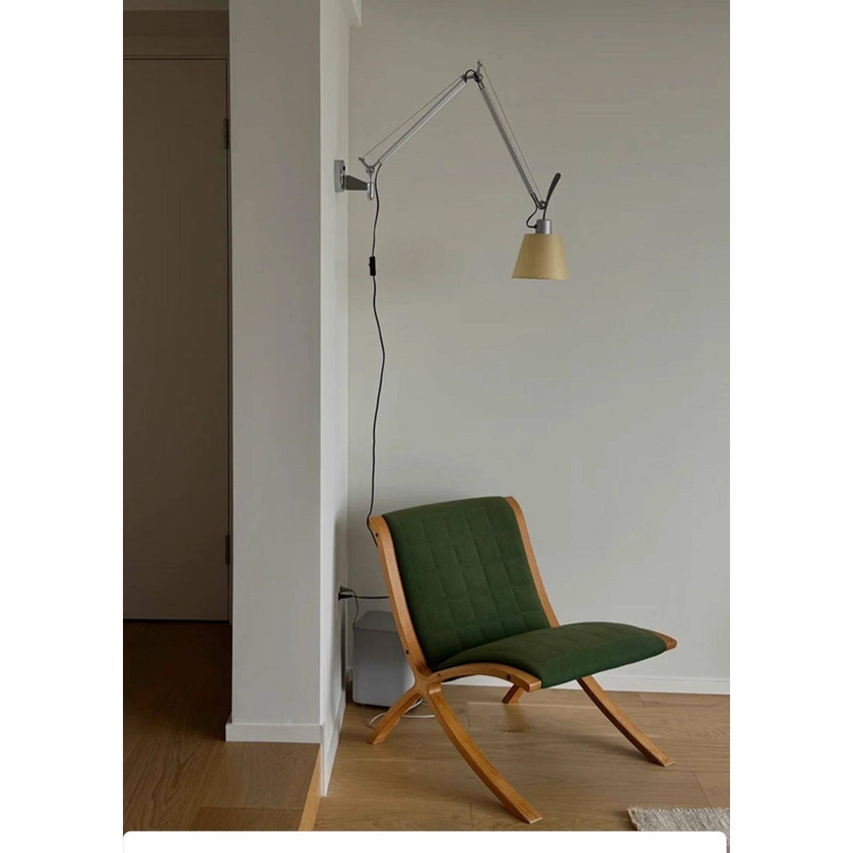 Bauhaus Adjustable Parchment Swing Arm Wall Light real view 01