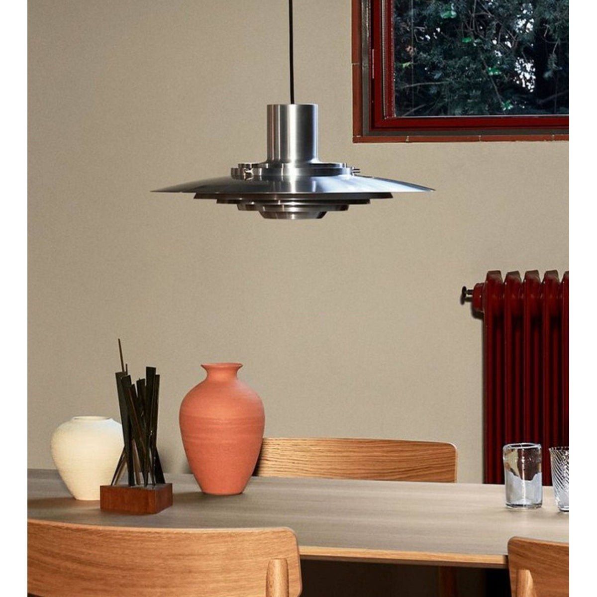 Layered Brushed Metal Pendant Light real view 02