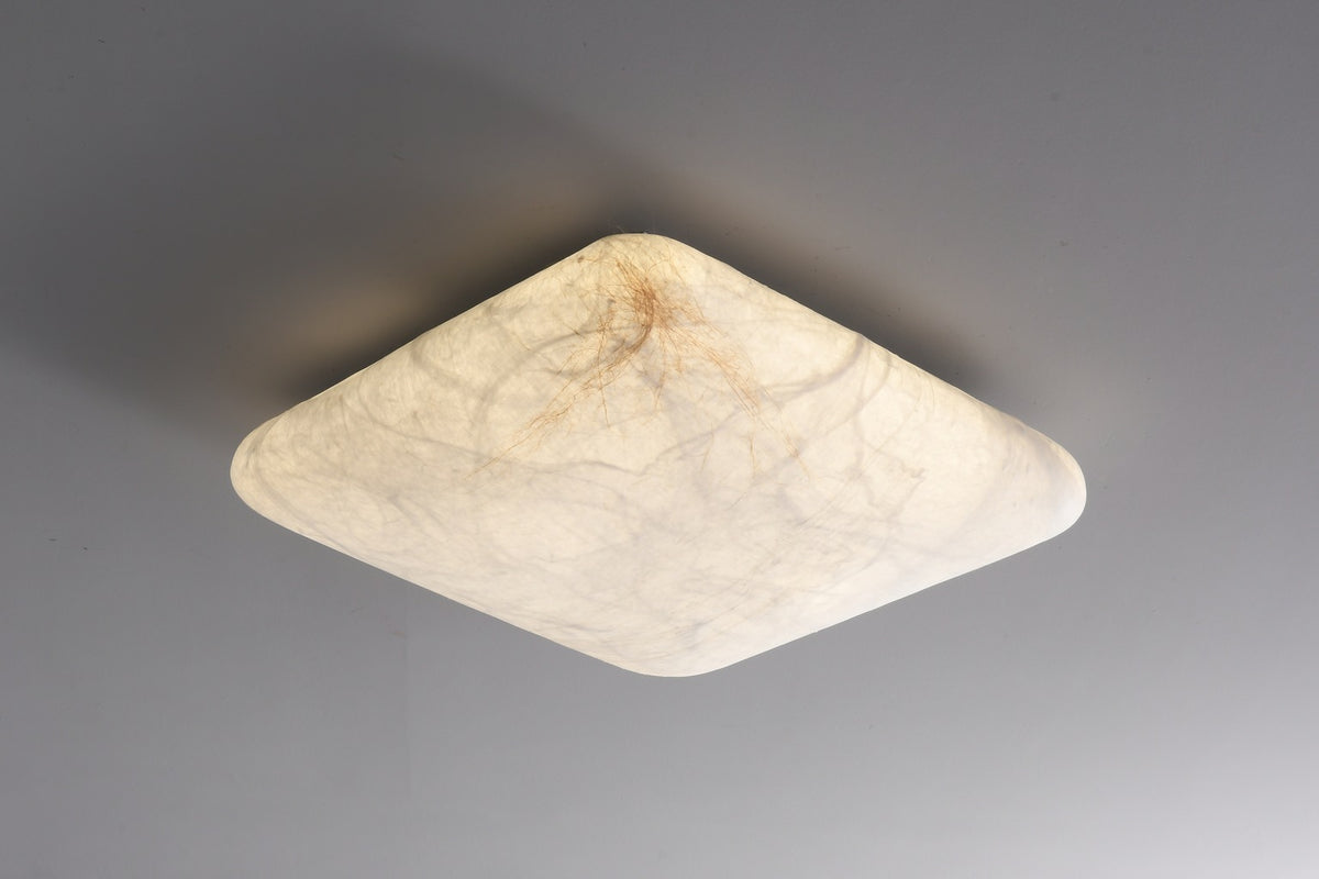 Actual square mulberry silk and hemp ceiling fixture complete view 4