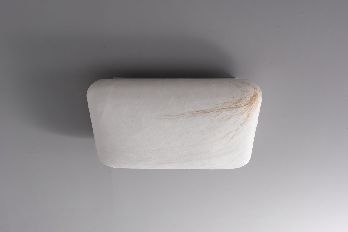 Actual square mulberry silk and hemp ceiling fixture complete view 3