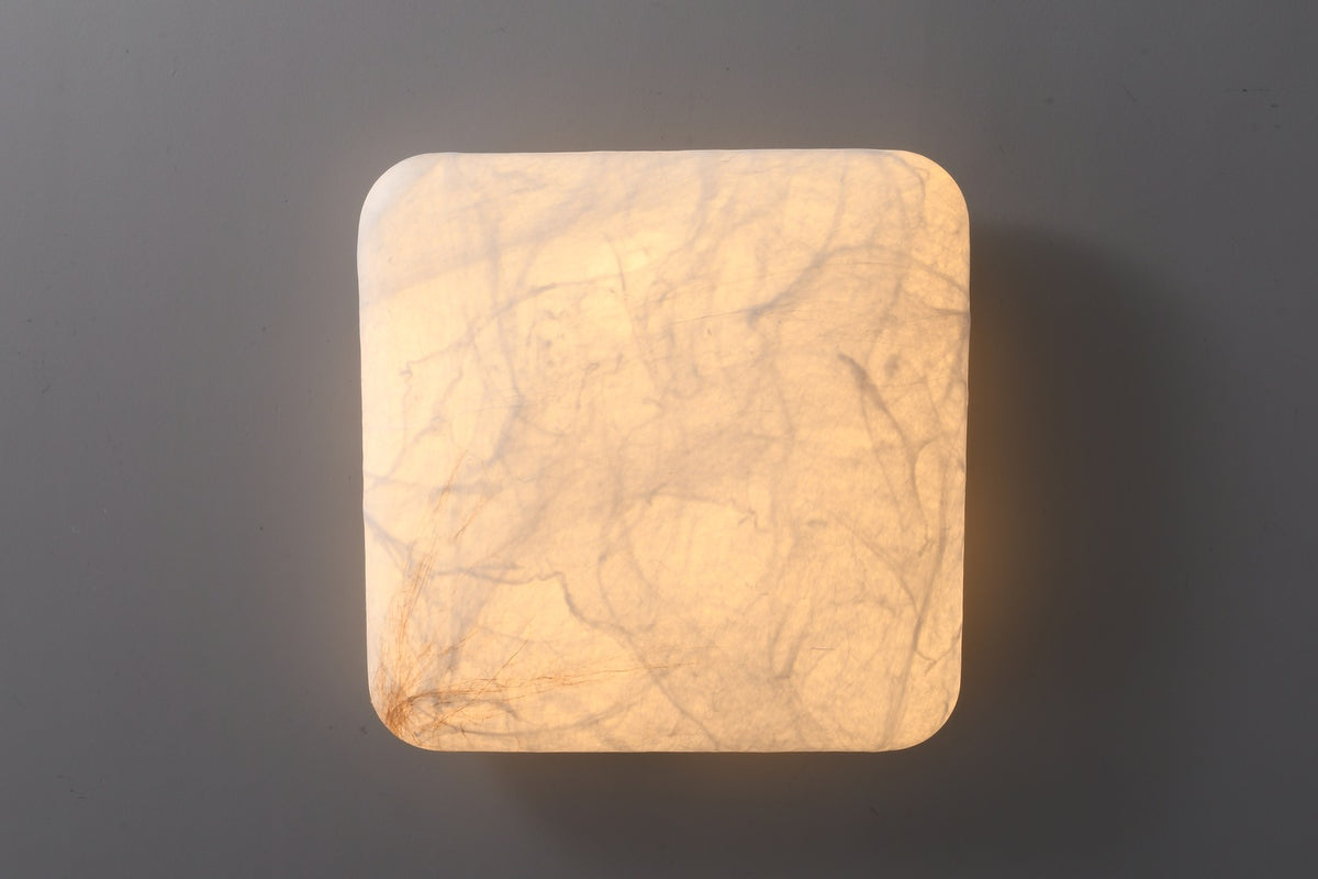 Actual square mulberry silk and hemp ceiling fixture complete view 1