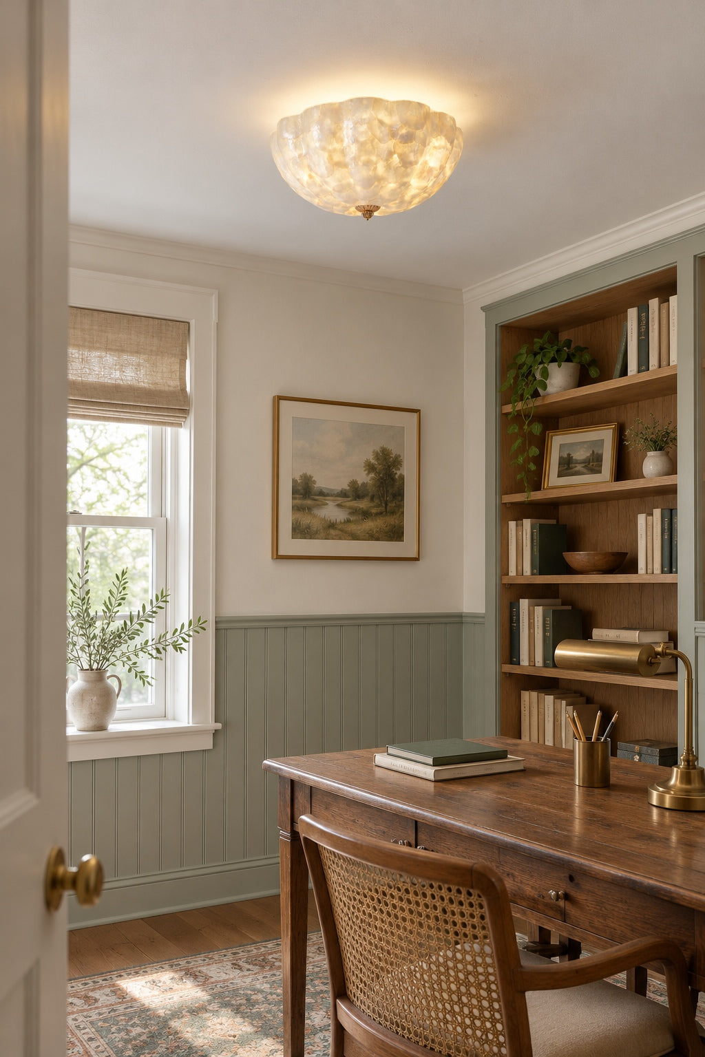 Selnacre shell mosaic flush-mount ceiling light — ai study on