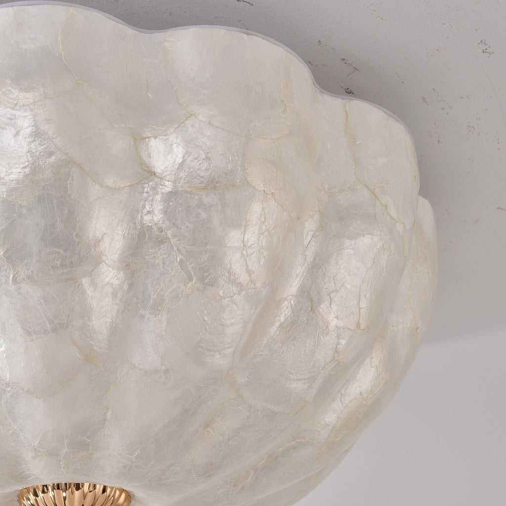 Selnacre shell mosaic flush-mount ceiling light — detail shell