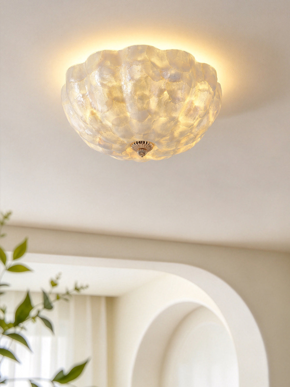 Selnacre shell mosaic flush-mount ceiling light — original scene 1