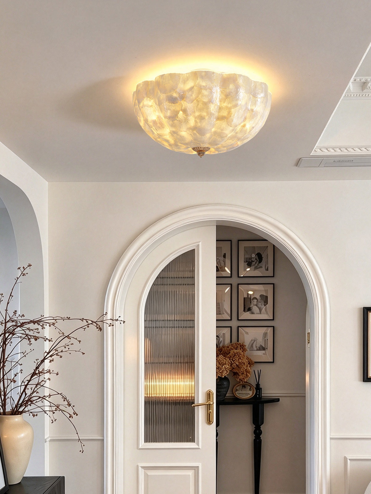Selnacre shell mosaic flush-mount ceiling light — original scene 3