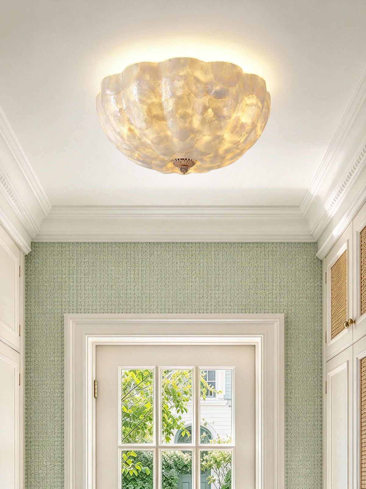 Selnacre shell mosaic flush-mount ceiling light — original scene 4