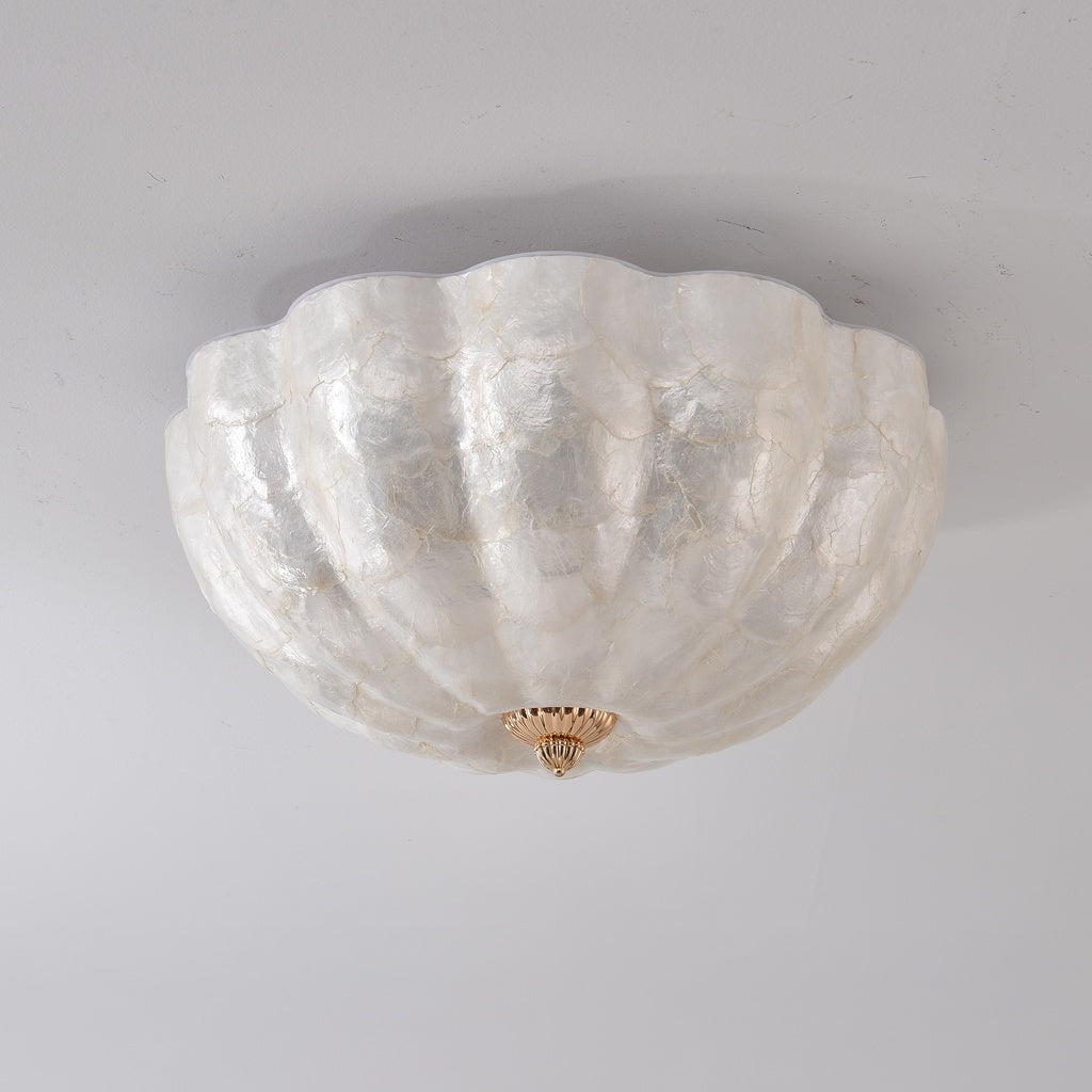 Selnacre shell mosaic flush-mount ceiling light — real angle off