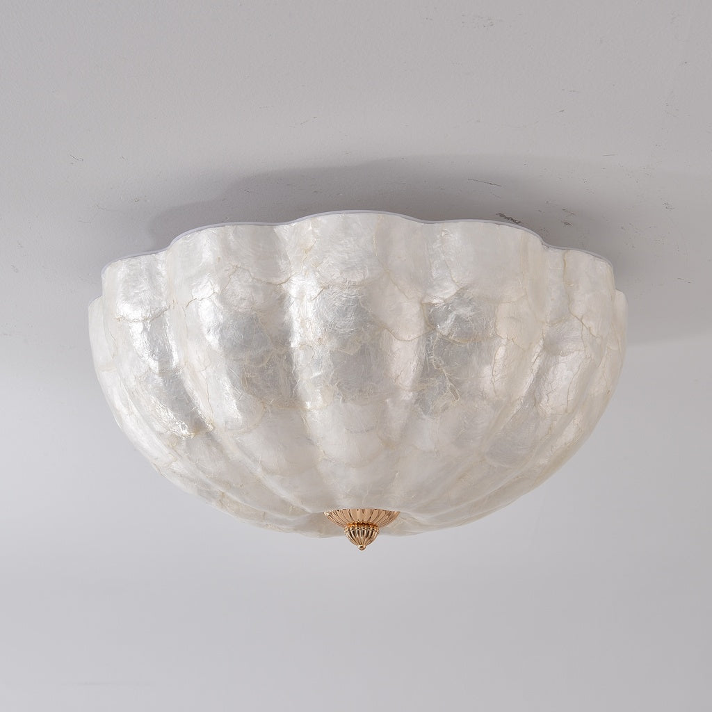 Selnacre shell mosaic flush-mount ceiling light — real off