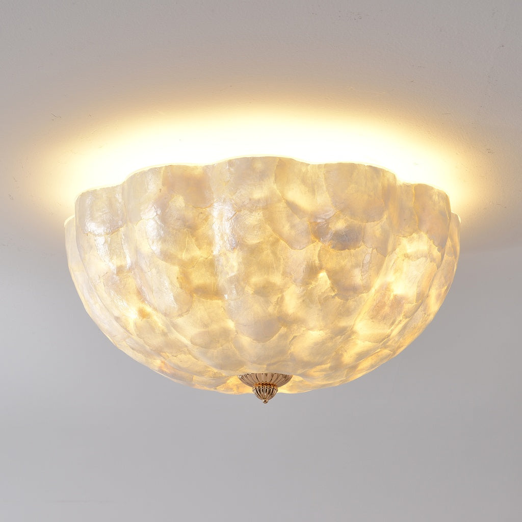 Selnacre shell mosaic flush-mount ceiling light — real on