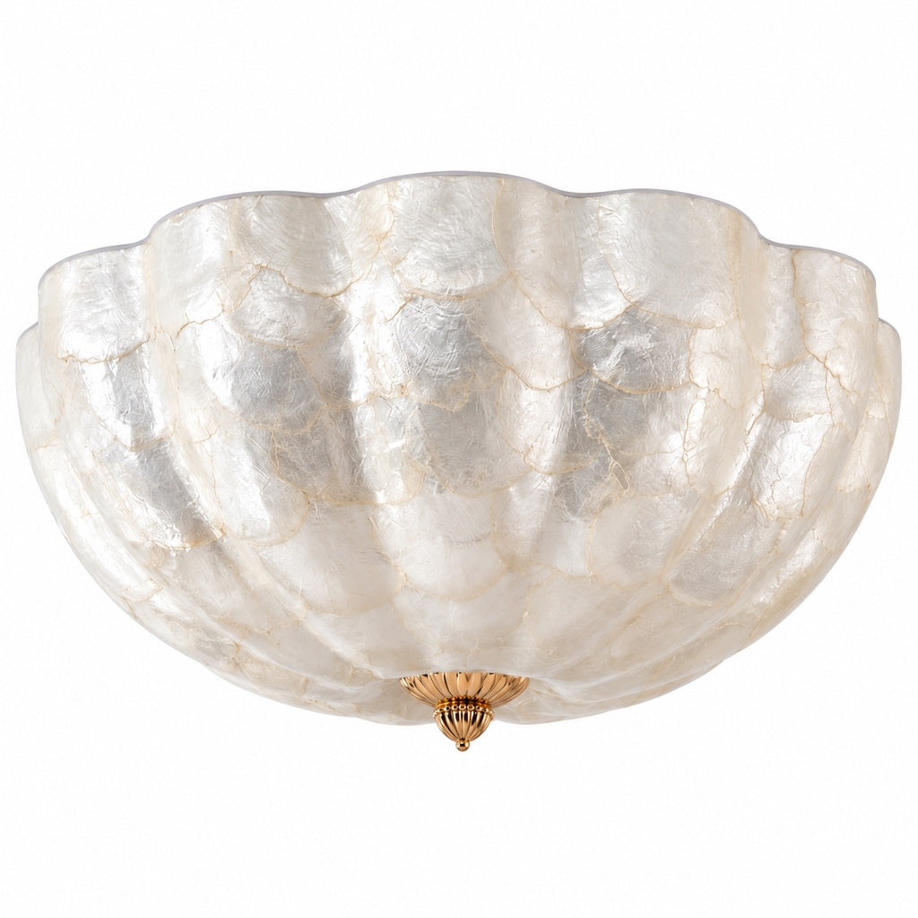 Selnacre shell mosaic flush-mount ceiling light — white off