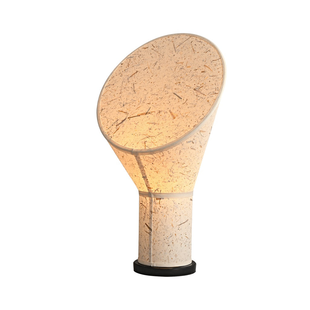 Serevane white handmade fiber paper table lamp on a white background