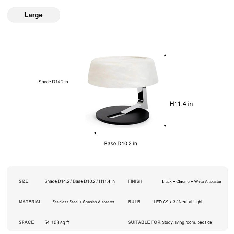 Modern Spanish Alabaster Table Lamp in Black and Chrome - 10 sku-alabaster-table-lamp-large