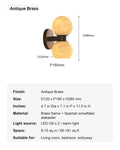 Modern Spanish Alabaster Double Globe Wall Sconce in Antique Brass - 12 sku-antique-brass-spanish-alabaster-double-globe-wall-sconce