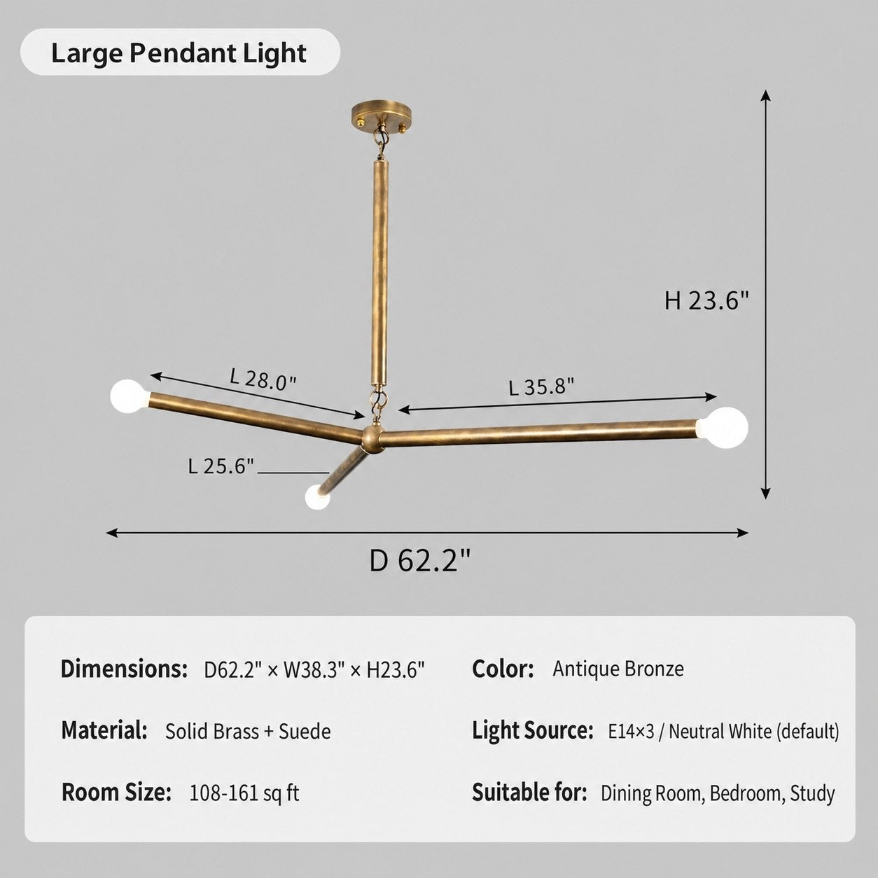 Modern Brass Branch Chandelier with Suede Accents - 11 sku-branch-chandelier-large-pendant-light