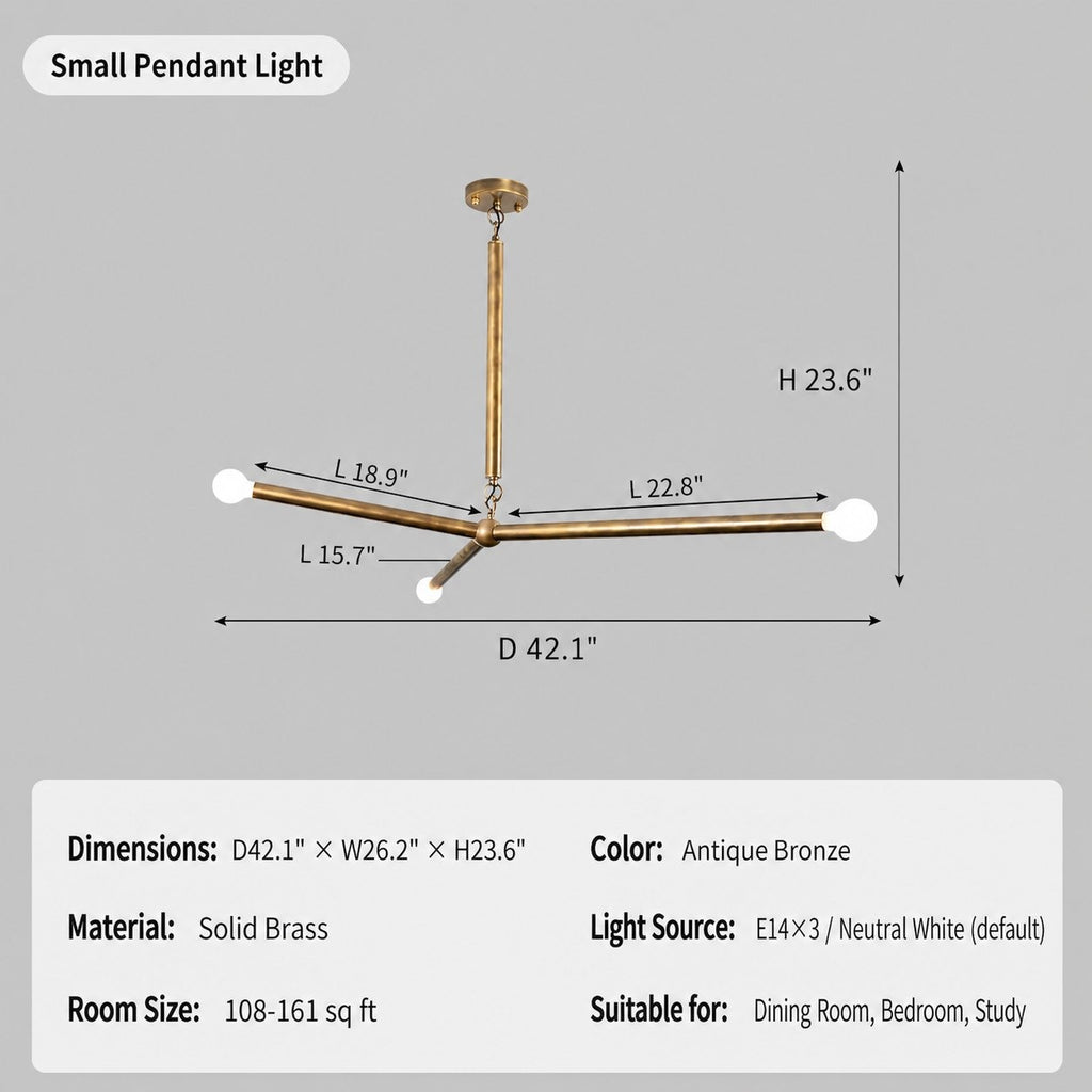 Modern Brass Branch Chandelier with Suede Accents - 10 sku-branch-chandelier-small-pendant-light