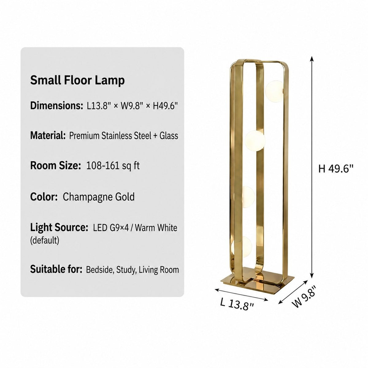 Modern Champagne Gold Globe Floor Lamp - 10 sku-champagne-gold-globe-floor-lamp-small