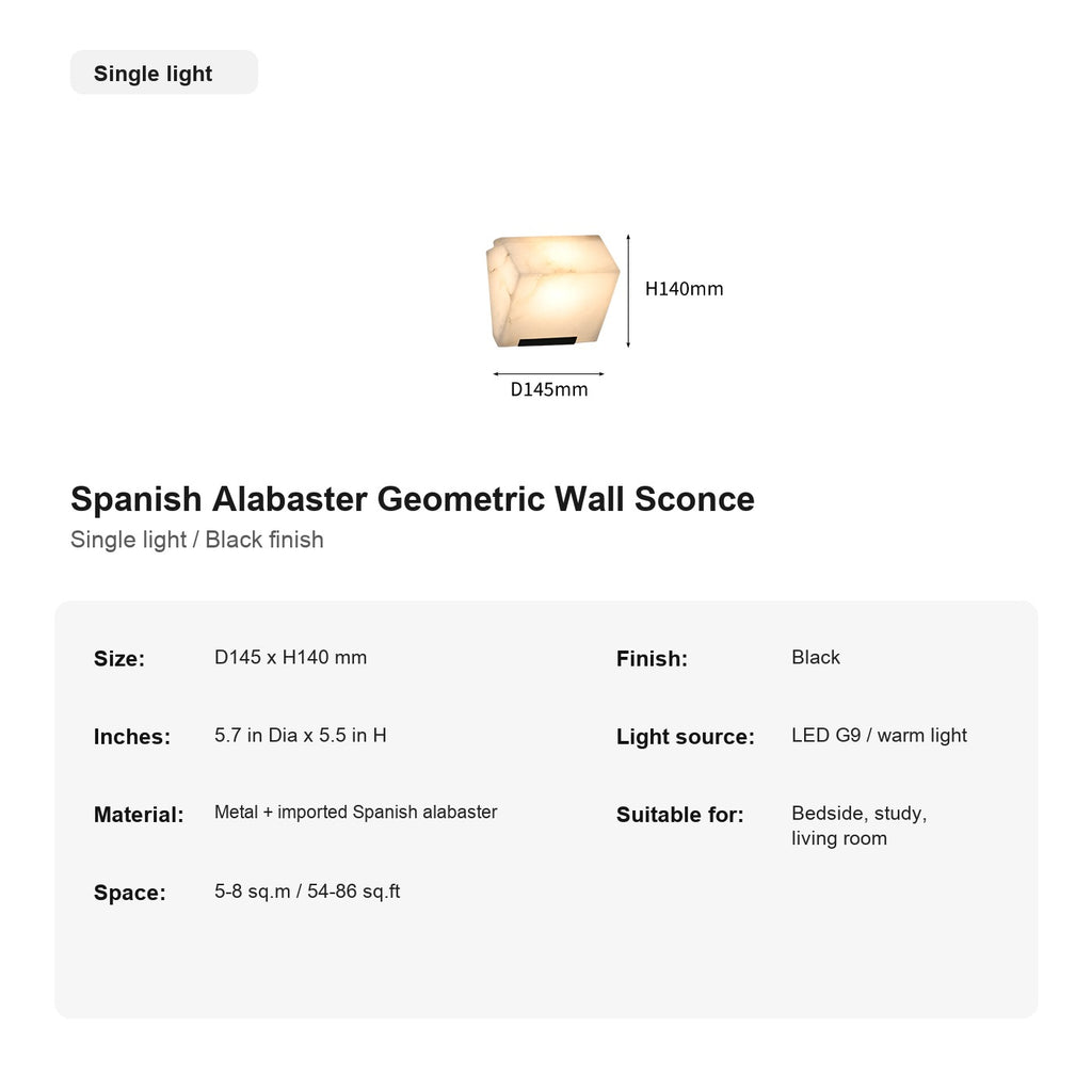 Modern Spanish Alabaster Geometric Wall Sconce - 13 sku-single-black-spanish-alabaster-geometric-wall-sconce