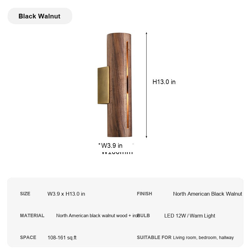 Modern Solid Wood LED Wall Sconce - 18 sku-solid-wood-led-wall-sconce-black-walnut
