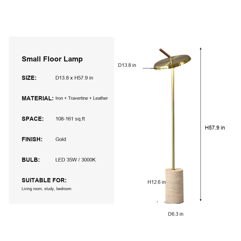 Modern Travertine Leather Floor Lamp in Gold - 11 sku-travertine-leather-floor-lamp-small