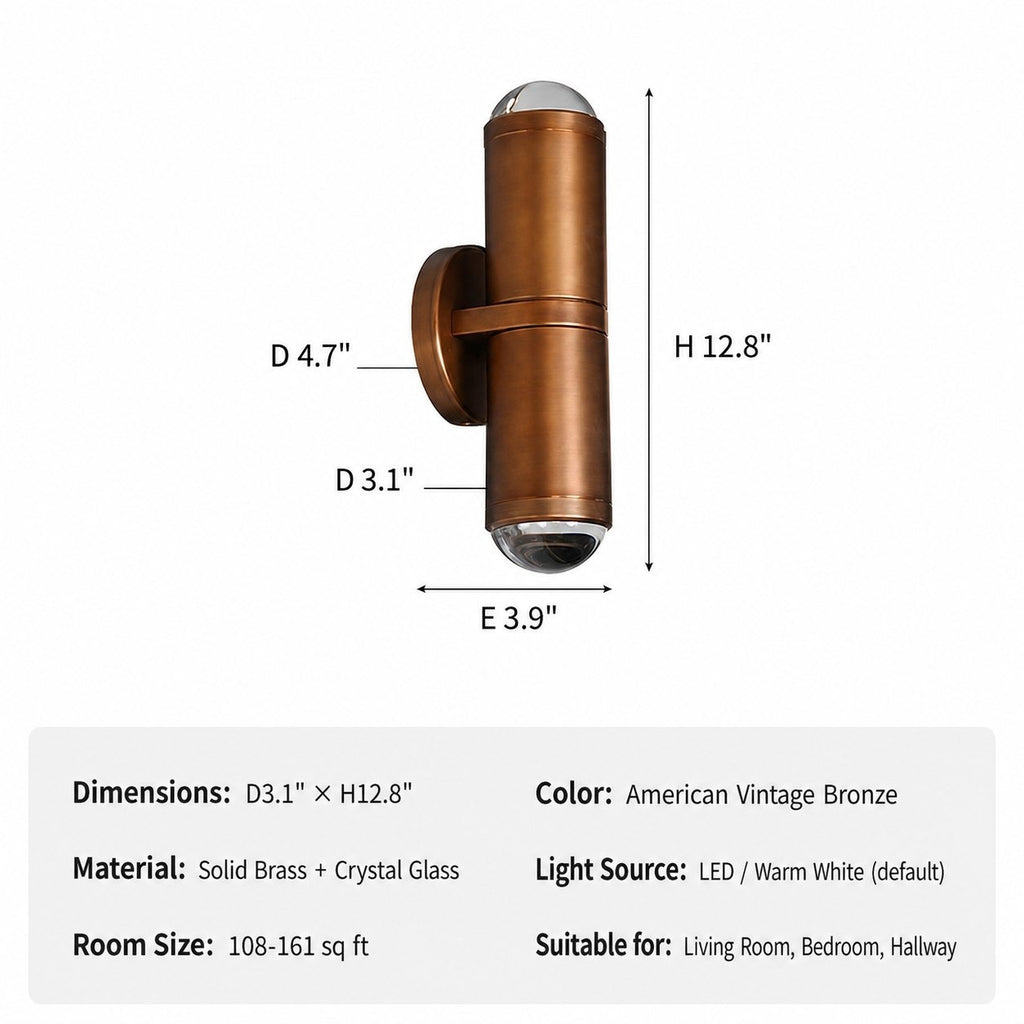 Modern Crystal Glass Cylinder Wall Sconce in Vintage Bronze - 07 sku-vintage-bronze-crystal-wall-sconce