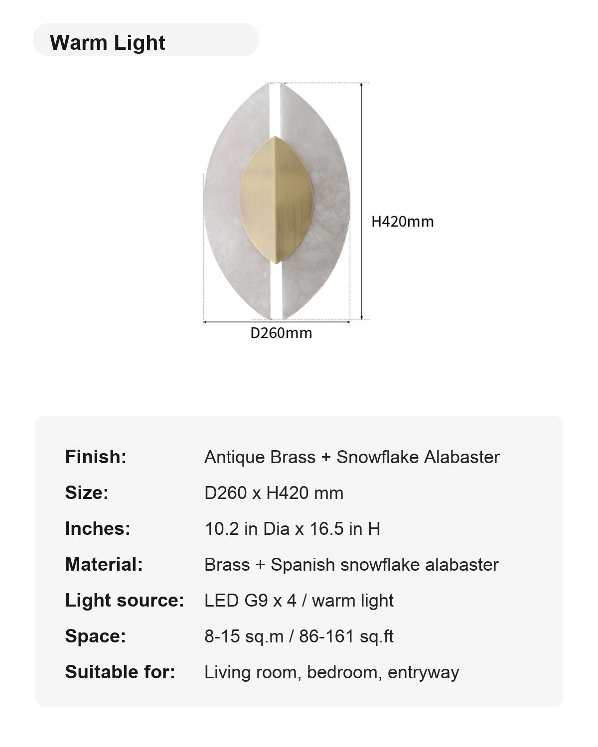 Modern Spanish Alabaster Leaf Wall Sconce in Antique Brass - 12 sku-warm-light-spanish-alabaster-leaf-wall-sconce