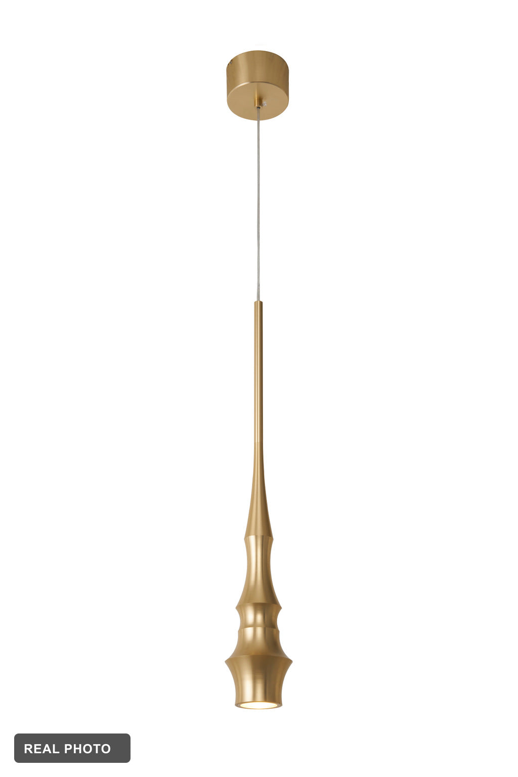 Torvelle Brushed Gold Sculptural Pendant Light real product photo 6 — REAL PHOTO · CDE corrected 2026-09-24