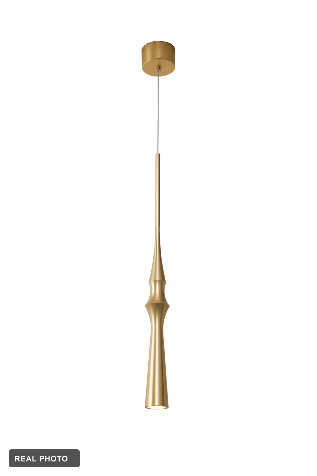 Torvelle Brushed Gold Sculptural Pendant Light real product photo 12 — REAL PHOTO · CDE corrected 2026-09-24
