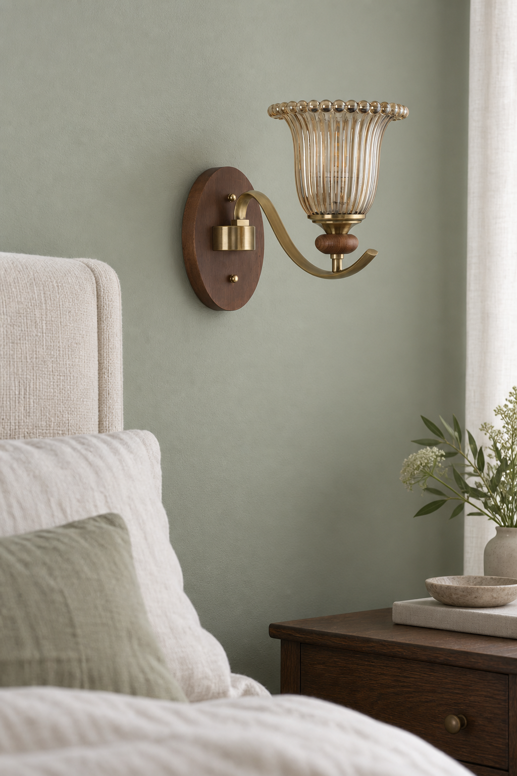 Tullienne wall sconce in a daylight bedroom