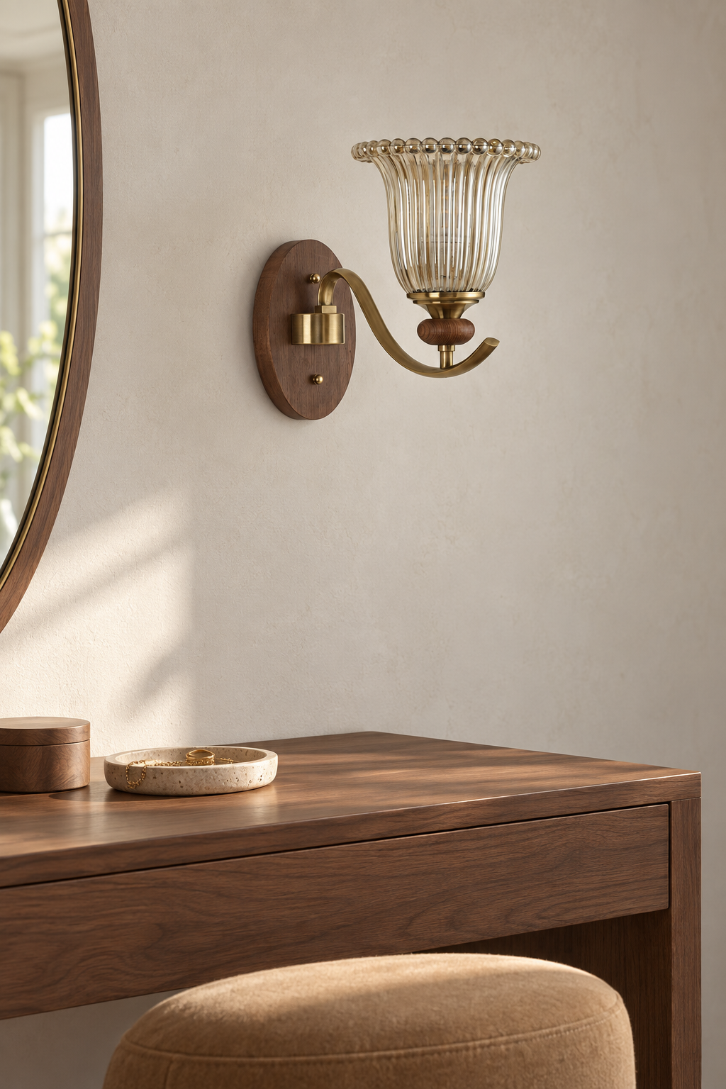 Tullienne wall sconce in a daylight dressing room