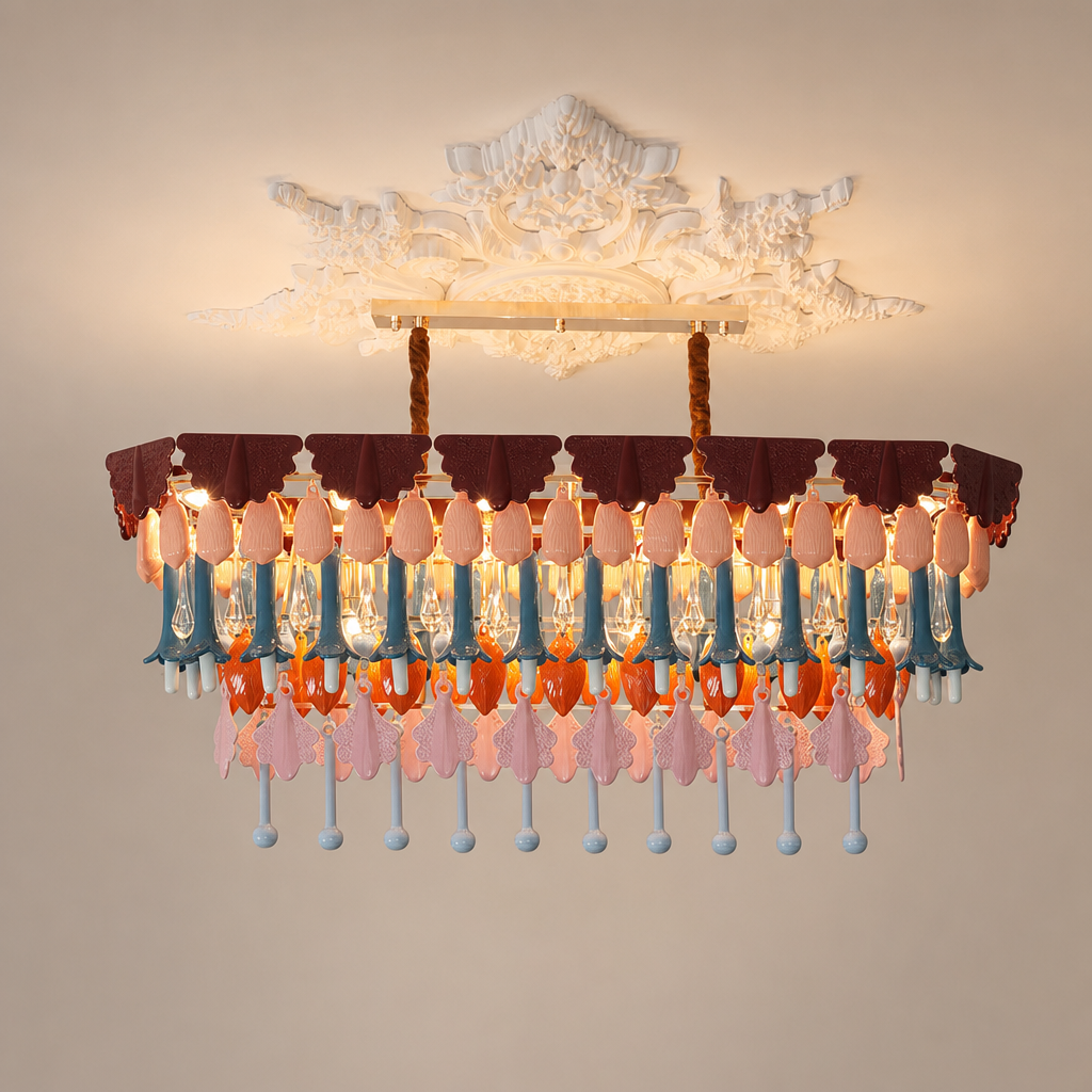 Colorful Ceramic Lily of the Valley Chandelier - variant variant-linear-47-2x16-1in