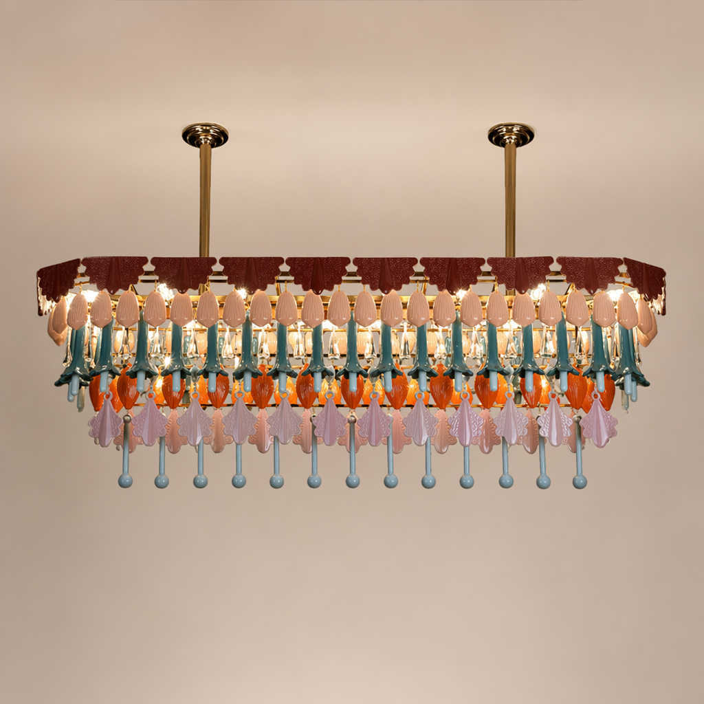 Colorful Ceramic Lily of the Valley Chandelier - variant variant-linear-61-4x16-1in