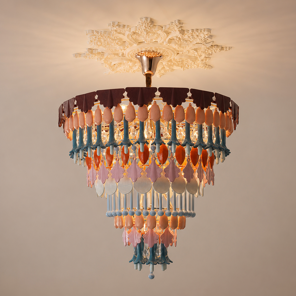 Colorful Ceramic Lily of the Valley Chandelier - variant variant-round-39-4in