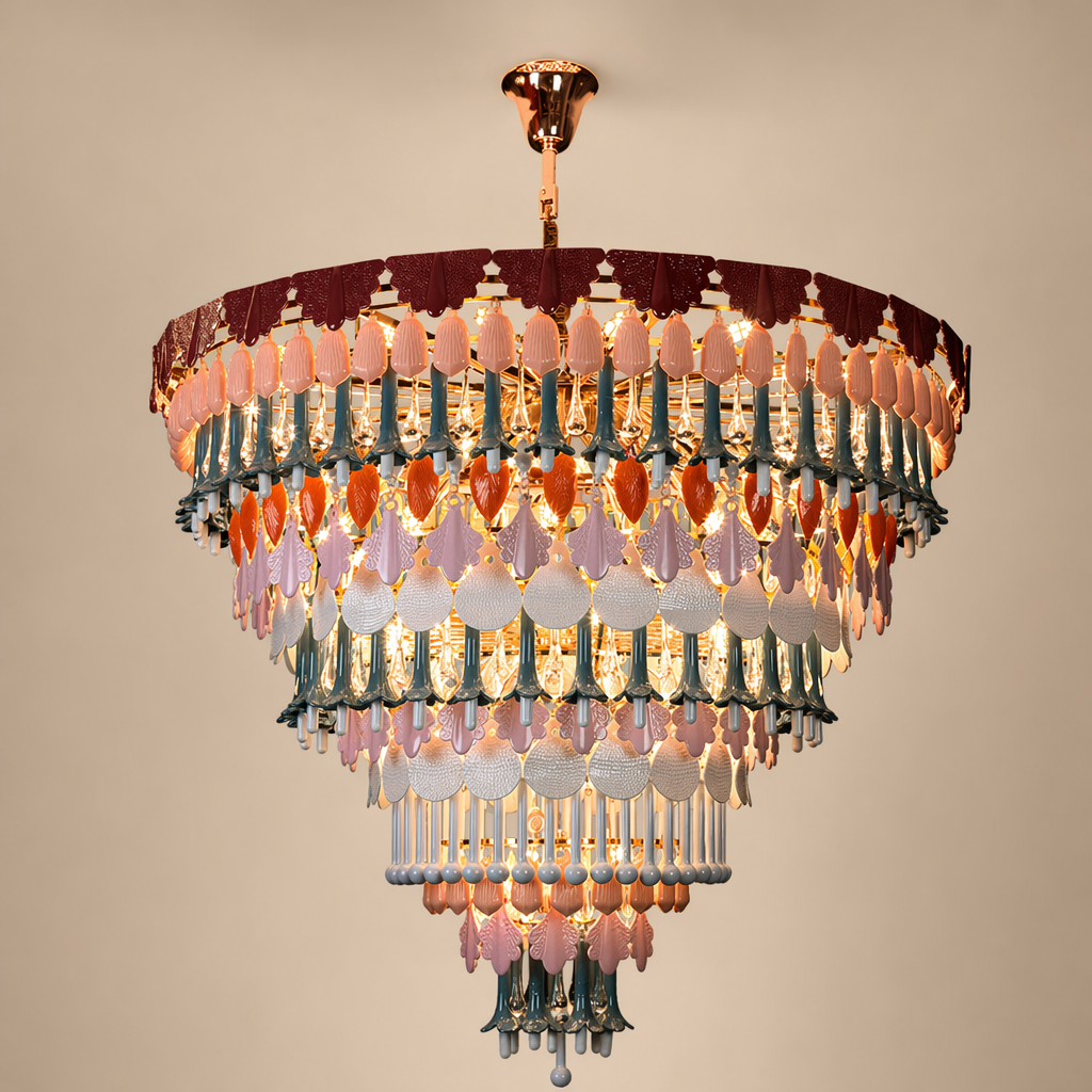 Colorful Ceramic Lily of the Valley Chandelier - variant variant-round-55-1in