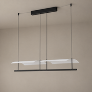 Veilane dual wing LED pendant light, matte black and white silicone, light off