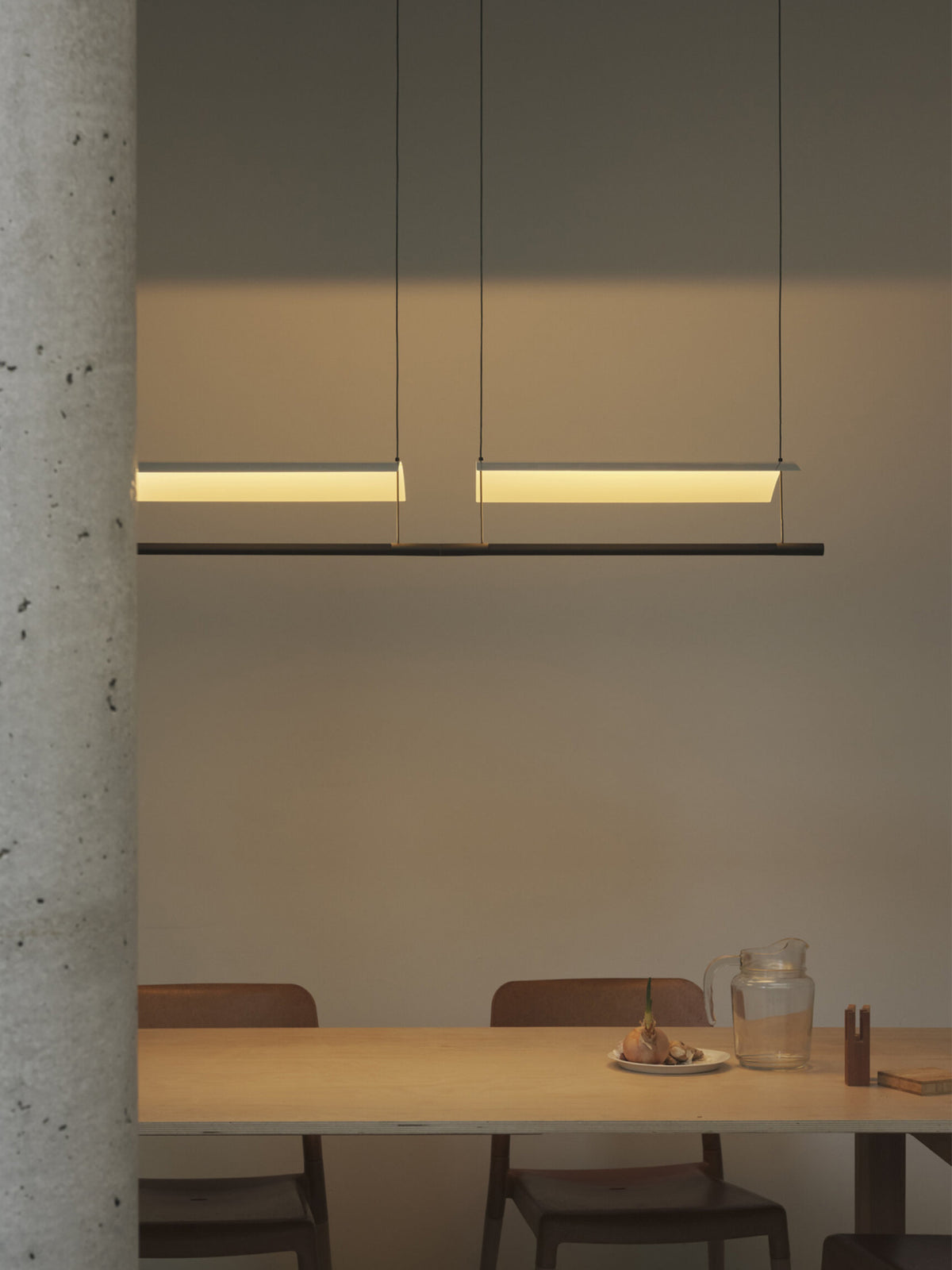 Veilane lighting collection in a dining interior; configuration shown for inspiration