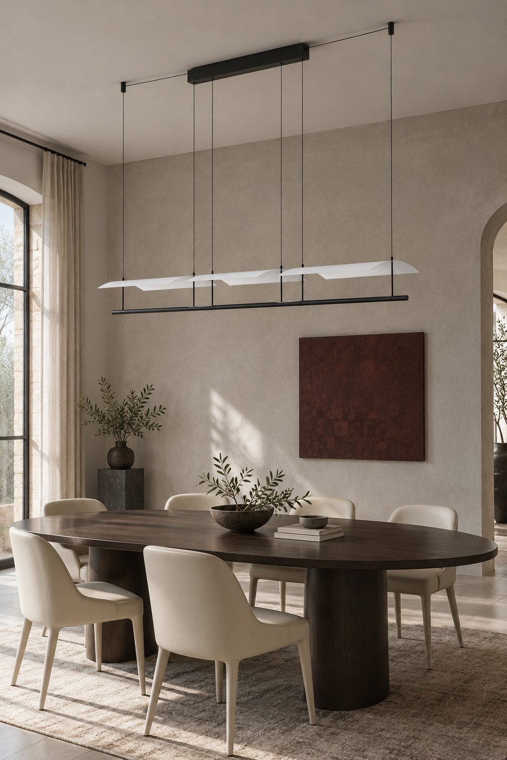 Veilane triple wing LED pendant light - 05 scene 1770 dining off