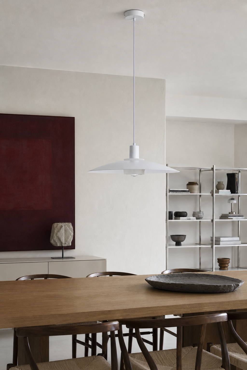 Vorylle white disc pendant light — 04 urban dining 40cm off